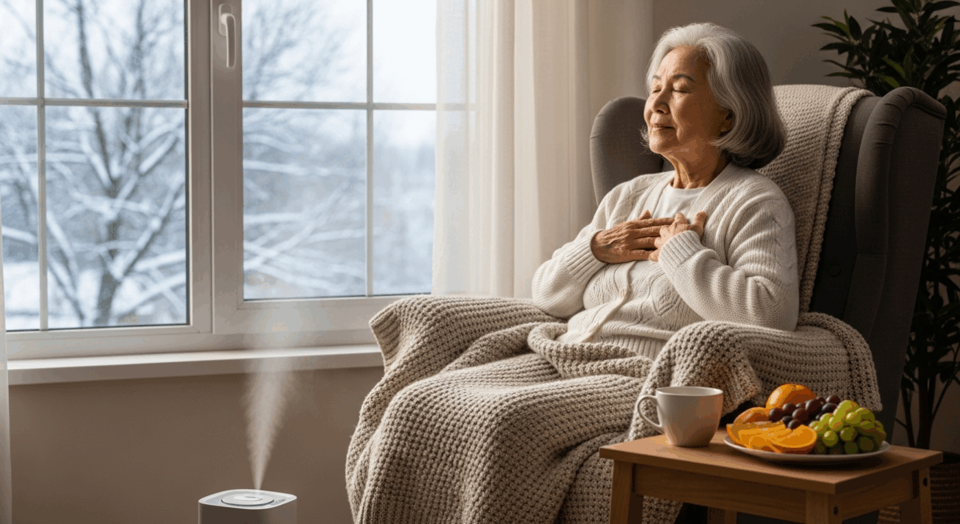 Cách chăm sóc sức khỏe hô hấp cho người cao tuổi vào mùa lạnh